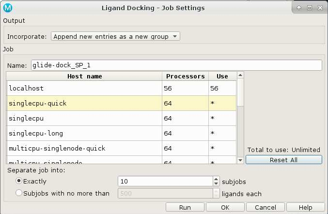 Job Settings for Glide
