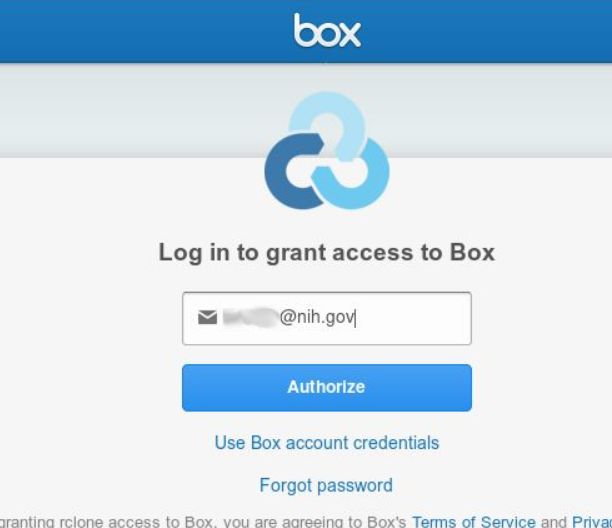 rclone/box authorization step 2