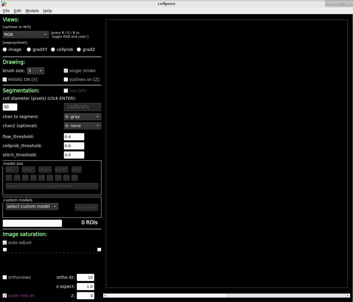 cellpose-gui window
