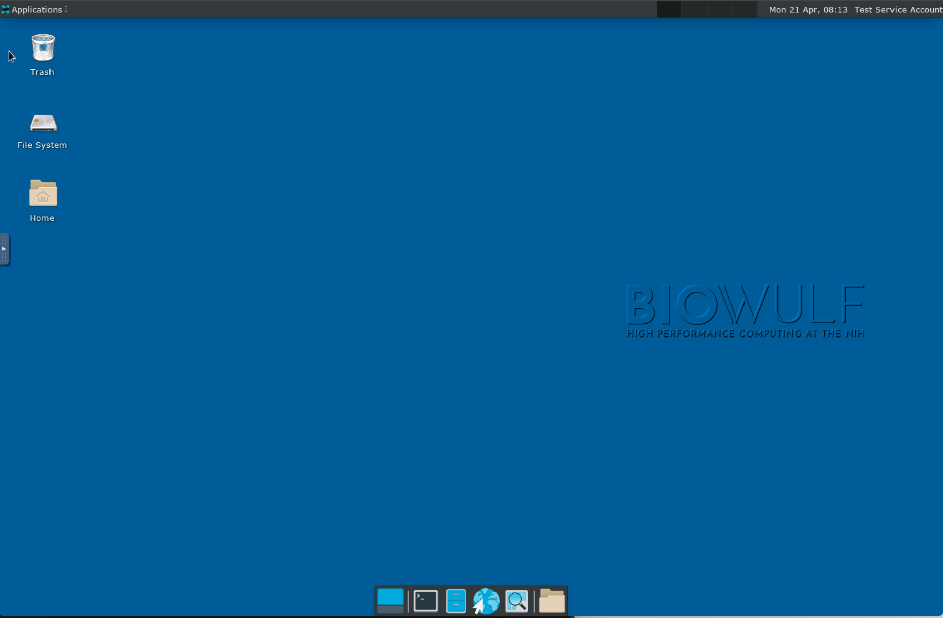 Screenshot of the Biowulf Graphical Session desktop screen